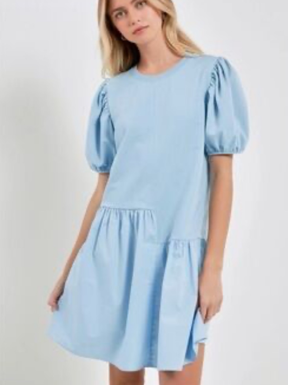 English Factory Puff Shoulder Mixed Media Minidress
V15